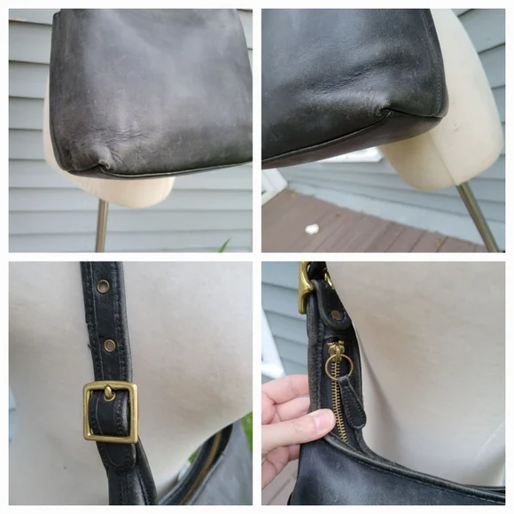 Vintage Coach 9058 Hobo Black Glovetanned Leather Zip Shoulder Bag‎ Daypack - Picture 6 of 8